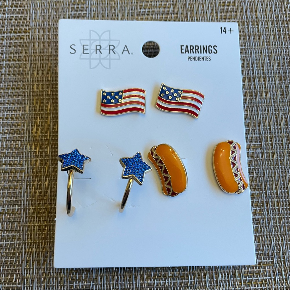 Serra Patriotic 3 pair earring set